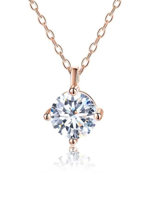 White Mosan Diamond [Rose Gold] 925 Sterling Silver Moissanite Geometric Dainty Necklace
